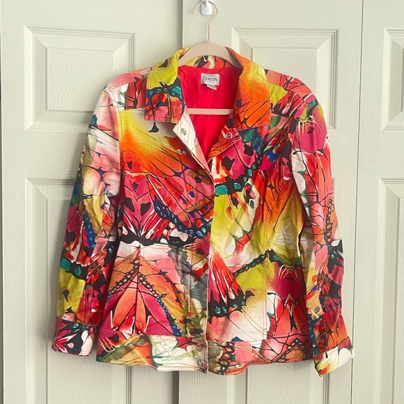 Chico's Jackets & Blazers - Vintage Chico's  women's butterfly Jacket blazer Size 2 multicolor.  #203